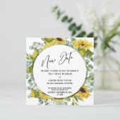 Nieuwe datum Waterverf Floral Postponed Wedding Ca Kaart (Staand voorkant)