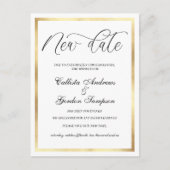 Nieuwe datum Witte Gouden Grens Uitgesteld Trouwen Aankondigingskaart (Voorkant)