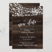 Nieuwe datum Wood & Lights uitgestelde bruiloft Ka