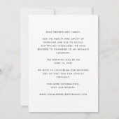 Nieuwe datum, zelfde liefde, kleinere bruiloft, ve aankondiging (Achterkant)