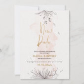 Nieuwe datum, zwarte en roze bloemen aankondiging (Voorkant)