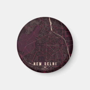Nieuwe Delhi India Stad Kaart  Magneet