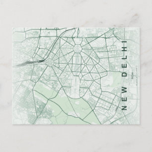 Nieuwe Delhi India Stad Kaart Minimalistisch Ontwe