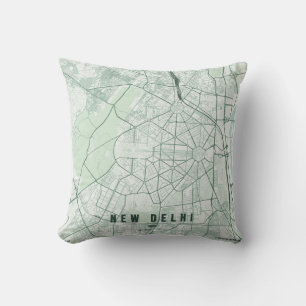 Nieuwe Delhi India Stad Kaart Minimalistisch Ontwe Kussen