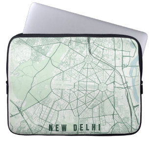 Nieuwe Delhi India Stad Kaart Minimalistisch Ontwe Laptop Sleeve