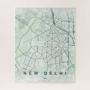 Nieuwe Delhi India Stad Kaart Minimalistisch Ontwe Legpuzzel