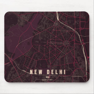 Nieuwe Delhi India Stad Kaart Minimalistisch Ontwe Muismat