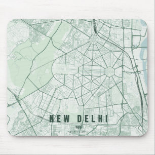 Nieuwe Delhi India Stad Kaart Minimalistisch Ontwe Muismat