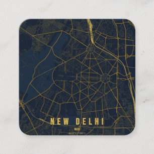 Nieuwe Delhi India Stadkaart & Aangepaste Tekst Vierkante Visitekaartje