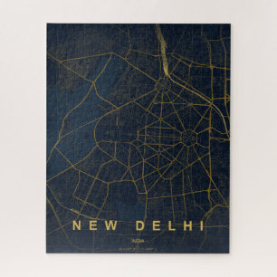 Nieuwe Delhi India Stadkaart Minimaal Design Legpuzzel