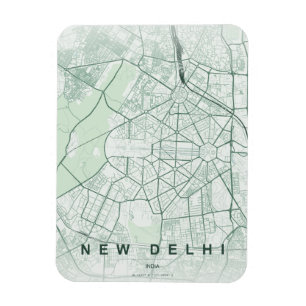 Nieuwe Delhi India Stadkaart Minimaal Design Magneet