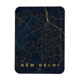 Nieuwe Delhi India Stadkaart Minimaal Design Magneet