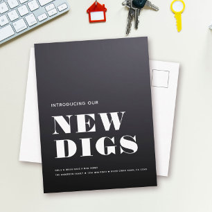 NIEUWE DIGS Eenvoudige, minimale aankondiging van 