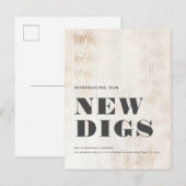 NIEUWE DIGS Moderne Rustige White Wood Plank Movin Aankondigingskaart (Voorkant / Achterkant)