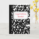 Nieuwe docent feliciteert Notitieboek Kaart (Gele Bloem)