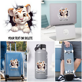 Nieuwe Doorbraak Gat Kijken Cute Tijgerwelp Sticker