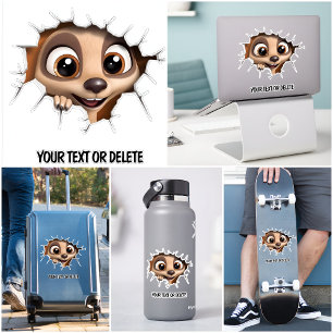 Nieuwe Doorbraak Gat Kijkende Schattige Meerkat Sticker