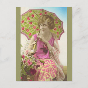 Nieuwe dress en parasol briefkaart
