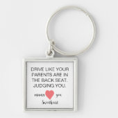 Nieuwe Driver Auto Gift Roze Hart Drive Veilig Gra Sleutelhanger (Voorkant)