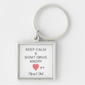 Nieuwe Driver Auto Gift Roze Hart Grappig Houd Kal Sleutelhanger (Voorkant)