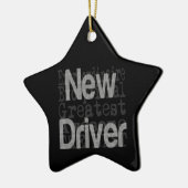 Nieuwe driver extraordinaire keramisch ornament (Links)