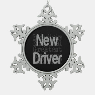Nieuwe driver extraordinaire tin sneeuwvlok ornament