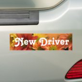 Nieuwe driver. Kleurrijke dagbloemen Bumpersticker (Op auto)