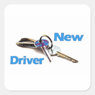 Nieuwe driver vierkante sticker