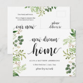 Nieuwe droom Home Adres Aankondiging, Groen Briefkaart (Voorkant / Achterkant)