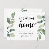 Nieuwe droom Home Adres Aankondiging, Groen Briefkaart (Voorkant / Achterkant)