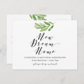 Nieuwe droom huis, groen, bewegende aankondiging briefkaart (Voorkant / Achterkant)