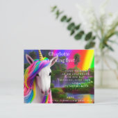 Nieuwe Eenhoorn Verjaardagsfeest Uitnodigingskaart Briefkaart (Staand voorkant)