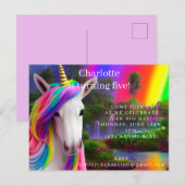 Nieuwe Eenhoorn Verjaardagsfeest Uitnodigingskaart Briefkaart (Voorkant / Achterkant)