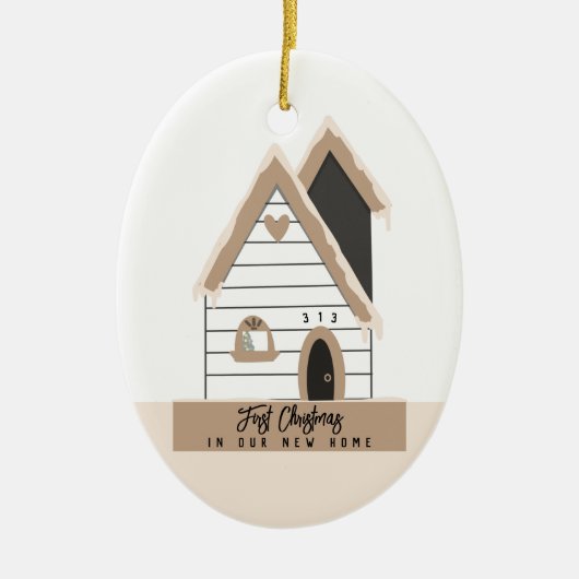 Nieuwe Eerste Kerstkerkerst - Aangepast Keramisch Ornament (Voorkant)