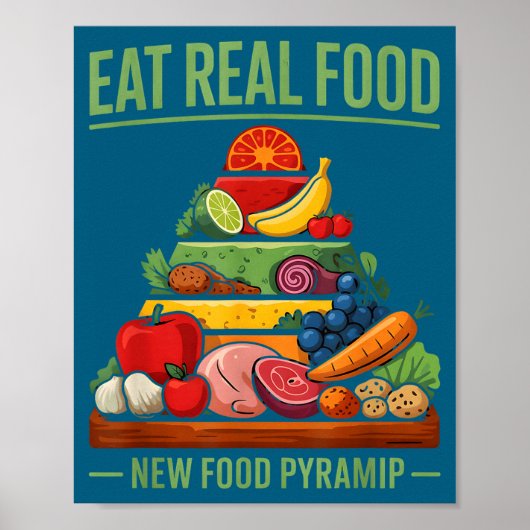 Nieuwe Eet Echt Voedsel Voedselpiramide Poster (Voorkant)