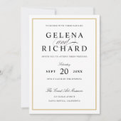 Nieuwe Elegant Solid Gold Border Wedding Kaart (Voorkant)