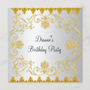 Nieuwe Elegant White Gold Invitation Kaart