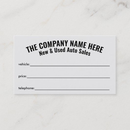 Nieuwe en gebruikte autoverkoop - automatische ver visitekaartje (Achterkant)