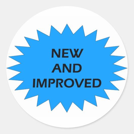 NIEUWE EN VERBETERDE blauwe ster Ronde Sticker (Voorkant)