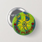 NIEUWE ENERGIEBESPARING | groene golven Ronde Button 5,7 Cm (Voorkant /achterkant)