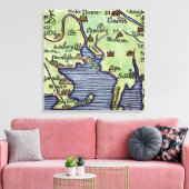 NIEUWE ENGLAND KAART 1677 CANVAS AFDRUK (Insitu (Woonkamer))