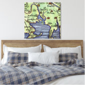 NIEUWE ENGLAND KAART 1677 CANVAS AFDRUK (Insitu (Slaapkamer))