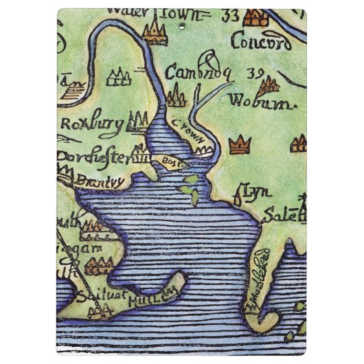 NIEUWE ENGLAND KAART 1677 KLEMBORD (Achterkant)