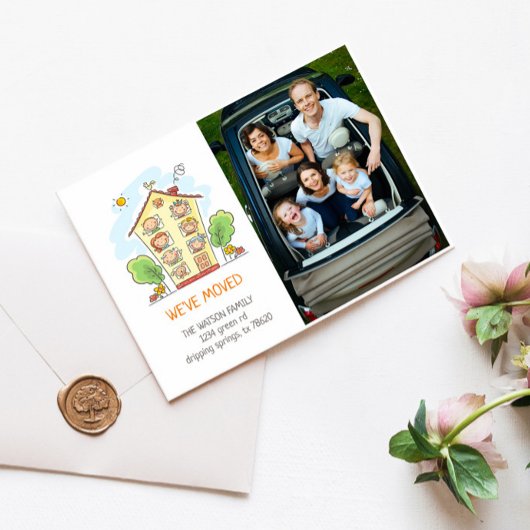 Nieuwe Familie Huis Bewegende Aankondiging Briefka