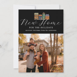 Nieuwe fotokaart voor thuis met tekening van gebou feestdagenkaart