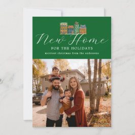 Nieuwe fotokaart voor thuis met tekening van gebou feestdagenkaart