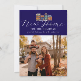 Nieuwe fotokaart voor thuis met tekening van gebou feestdagenkaart