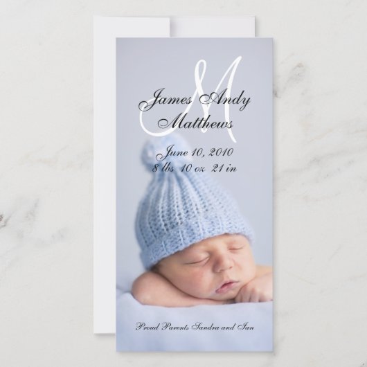 Nieuwe geboorteaankondiging foto kaarten voor jong (Voorkant)