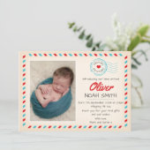 Nieuwe geboorteaankondiging jongen/bedankkaart bedankkaart (Staand voorkant)