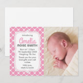 Nieuwe geboortekaart meisje/bedankkaart aankondiging (Voorkant / Achterkant)